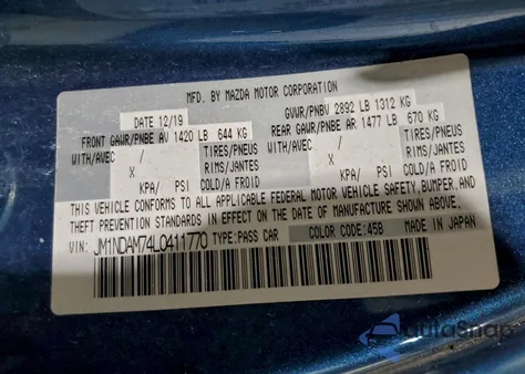 2020 Mazda Mx-5 Miata Grand Touring z USA, uszkodzony, nr VIN JM1NDAM74L0411770